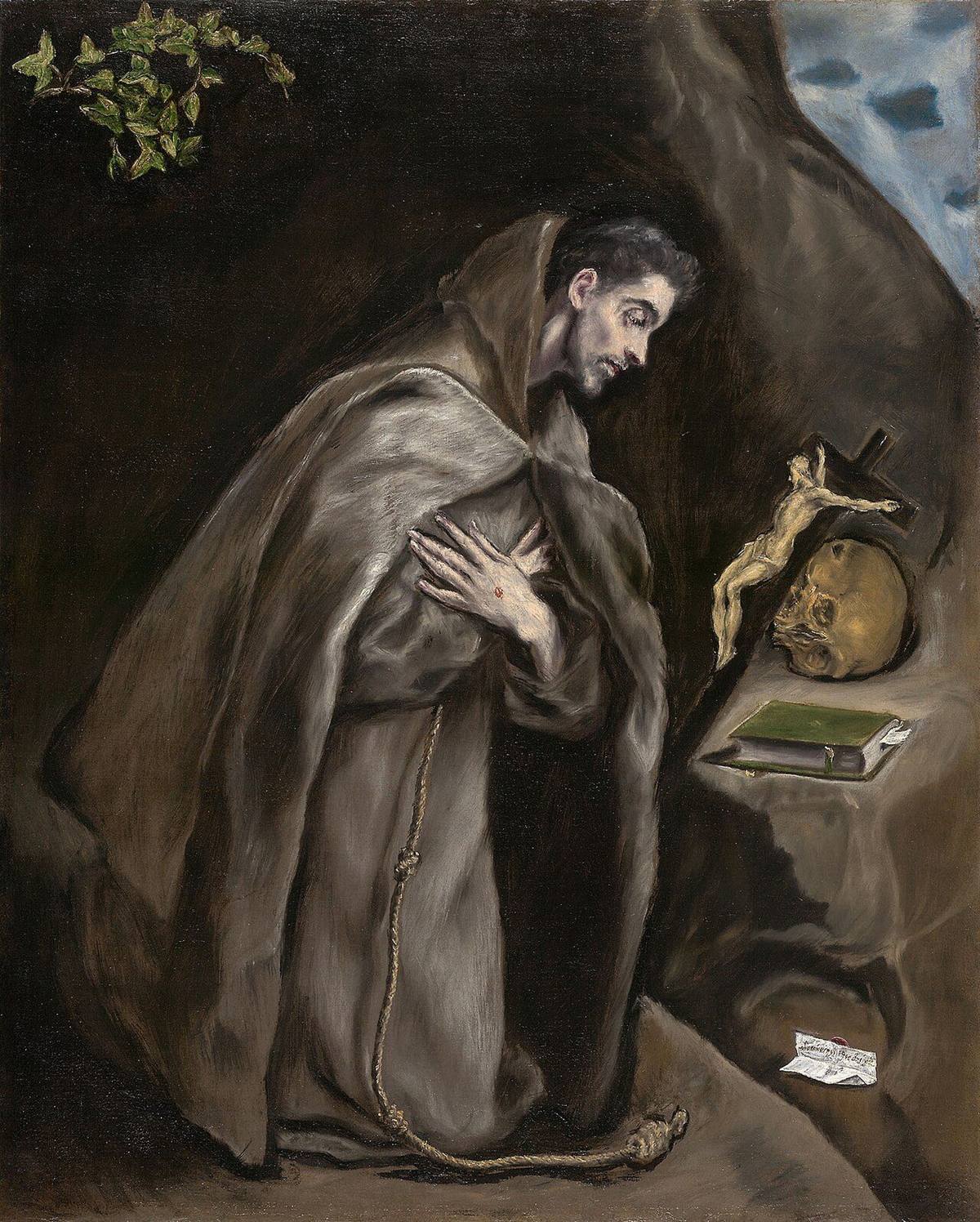 Saint Francis Kneeling in Meditation by Domenico Theotokópoulos, called El Greco