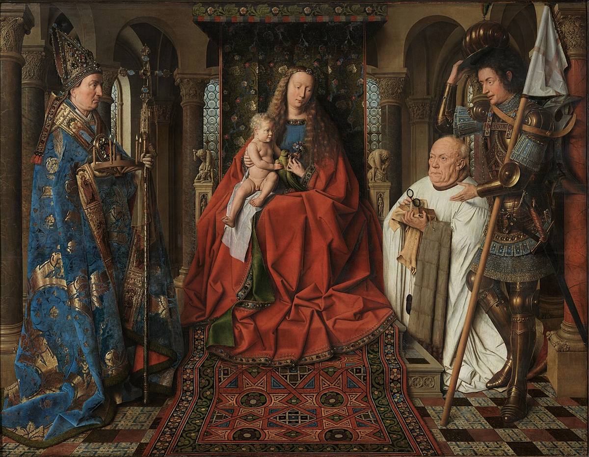 Virgin and Child with Canon van der Paele by Jan van Eyck