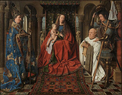 Virgin and Child with Canon van der Paele by Jan van Eyck